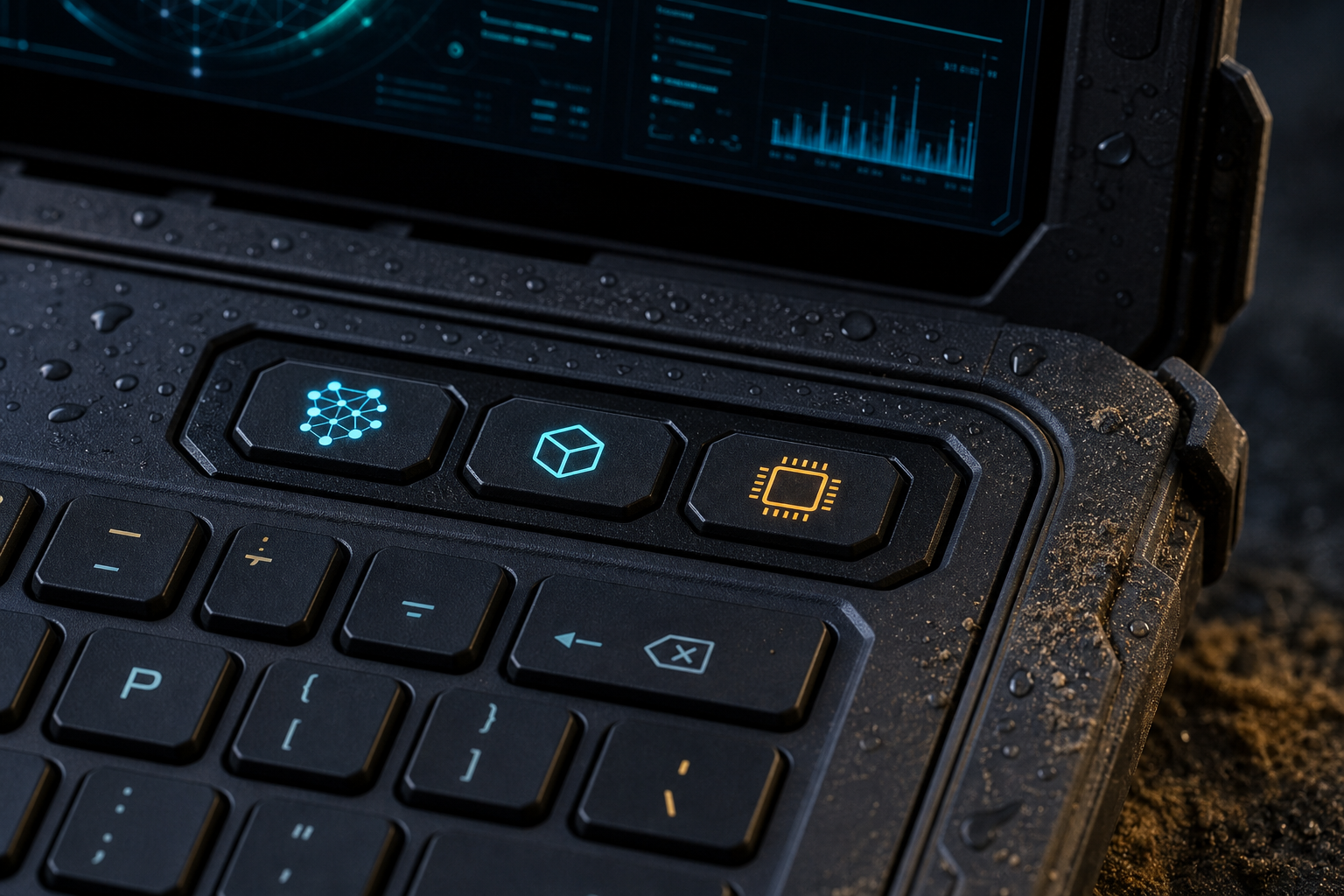 Close-up of the Beachtop keyboard control row